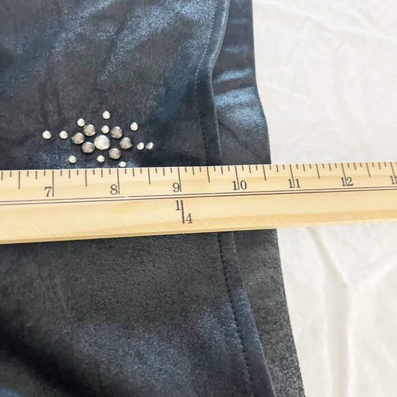 Free People Star Stud Skinny Pants Vegan Leather Black Pull On Boho - Size 25 - Picture 7 of 8